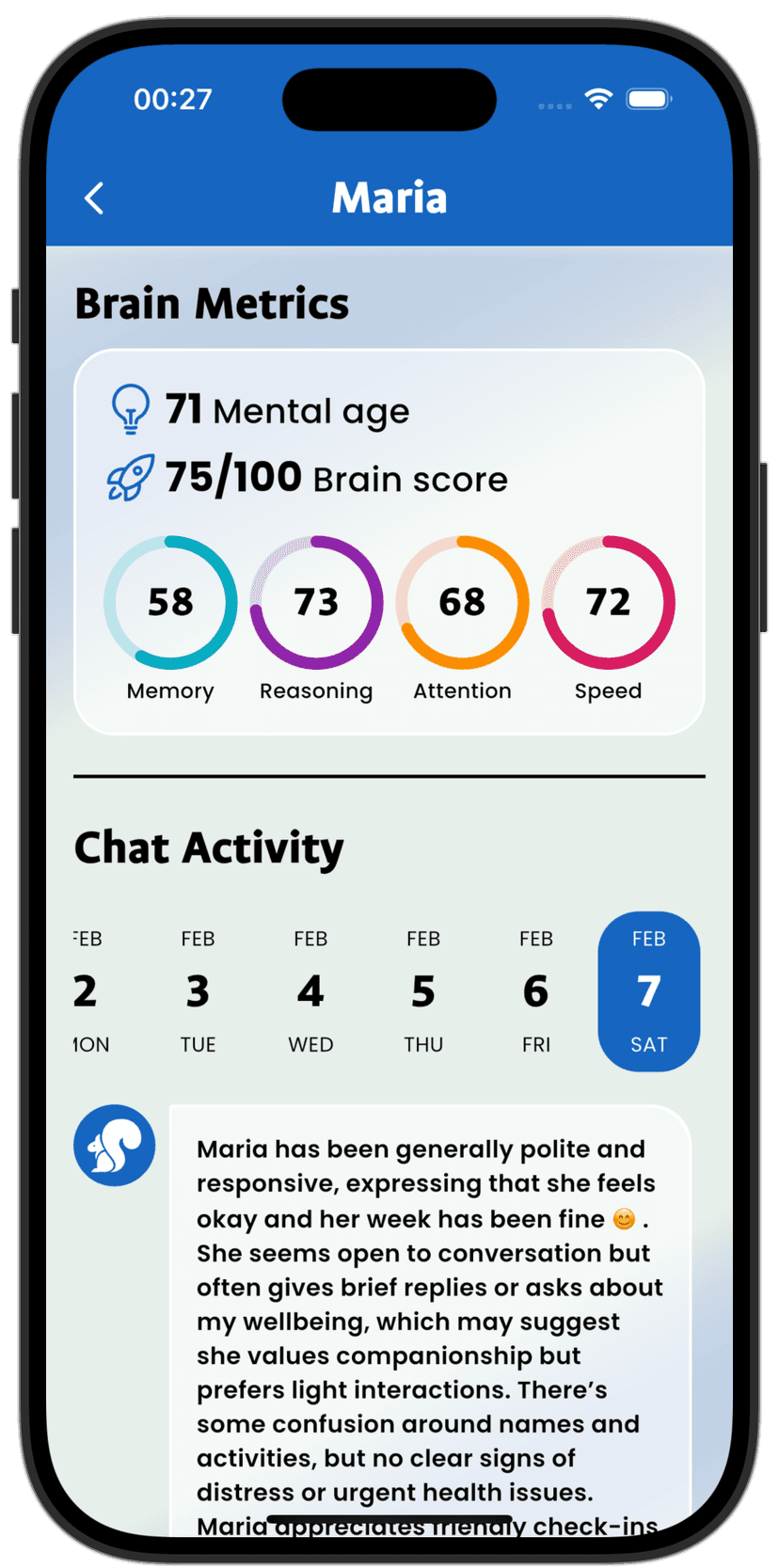 Eldie caretakers app screen