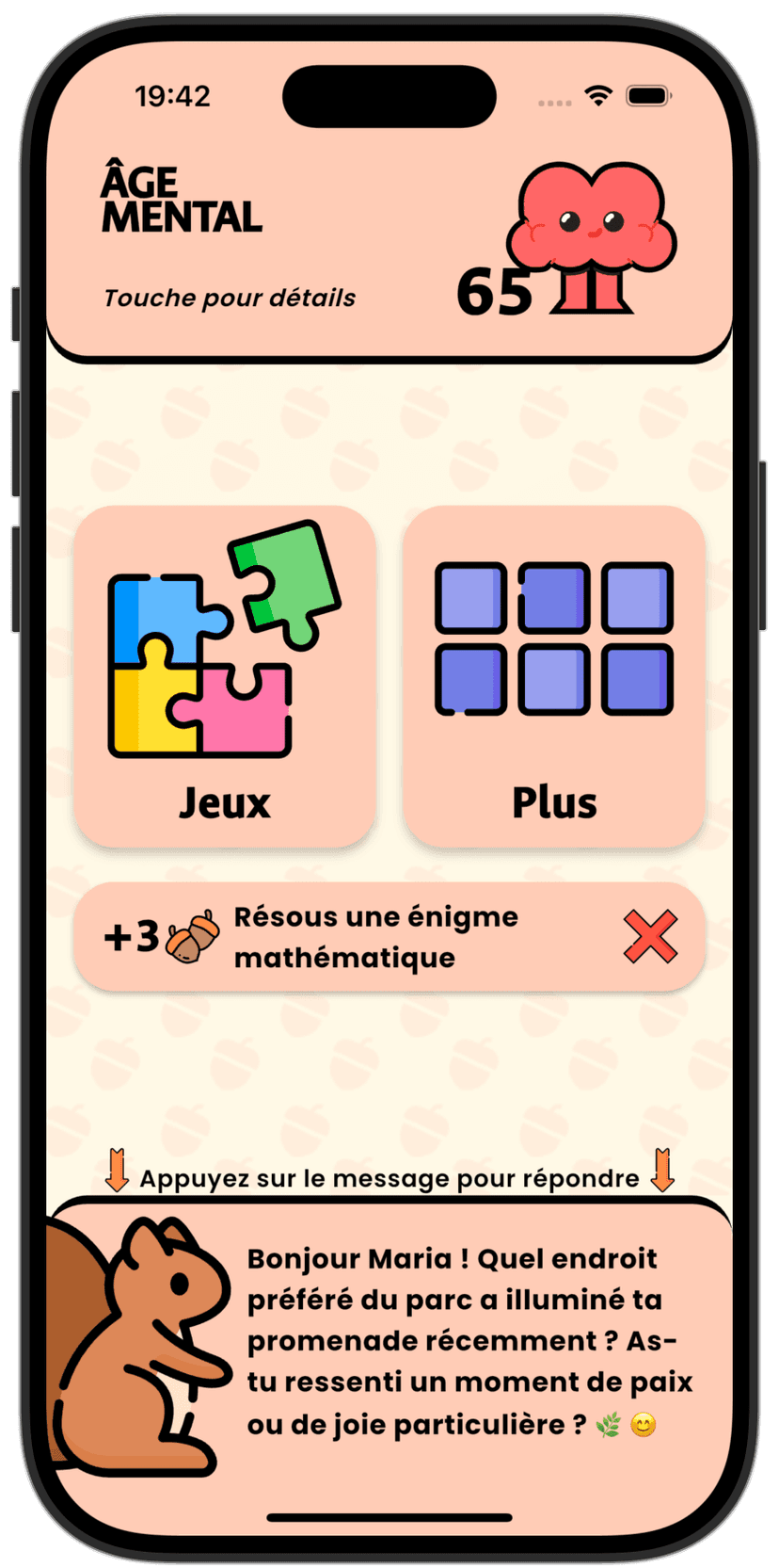 Écran de l'application Eldie pour seniors